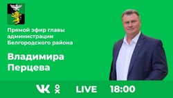 Владимир Перцев начал отвечать на вопросы жителей Белгородского района на прямой трансляции